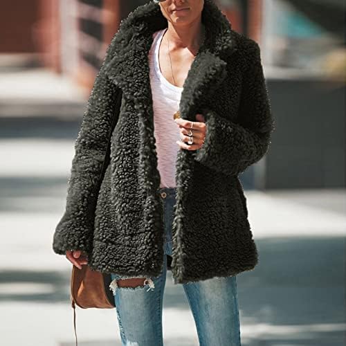 Ženska nejasna runa repara otvorena prednja jakna Shearling kaputi dugi rukavi zima šerpa patentni zatvarač Teddy Outdy Outlear