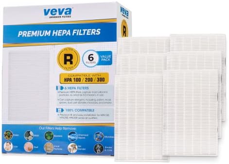 Zamjena filtera VEVA HEPA sa 6 paketima, u skladu s воздухоочистителями Honeywell serije HPA090, HPA100, HPA200, HPA250 i HPA300