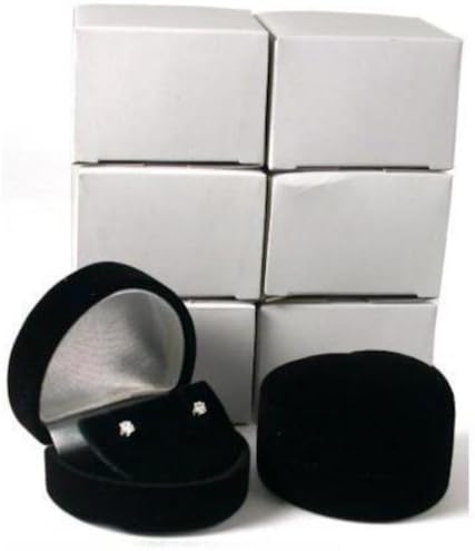 Poklon kutija s naušnicama u obliku srca, crni flocked vitrina