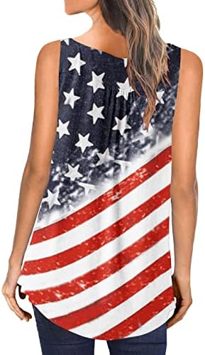 4. srpnja USA zastave tunike za žene za skrivanje košulje ljeto ležerno odmor gumb kratkih rukava Up V-izrez bluza bluza