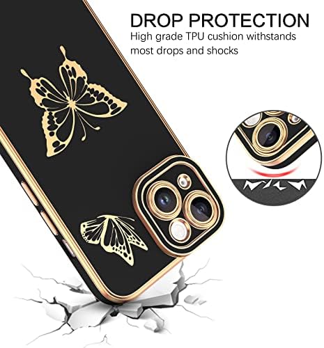 Bentoben iPhone 13 futrola, futrola za telefon iPhone 13 6.1, tanak tanak fit Slatki luksuzni dizajn leptira zaštita od udara zaštita