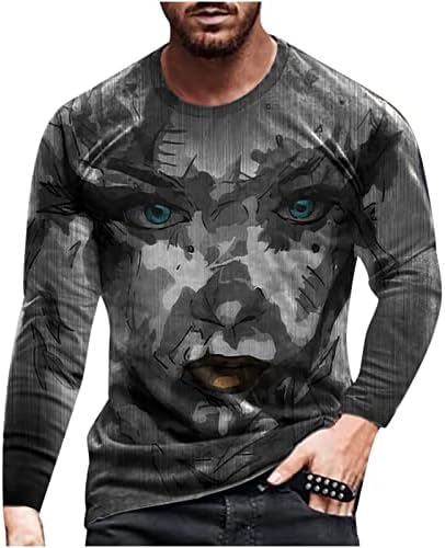 Muške košulje 3d tiskana majica casual smiješna mačja grafička posada dugi rukav vrhovi majice za ljubitelje životinja poklon majica
