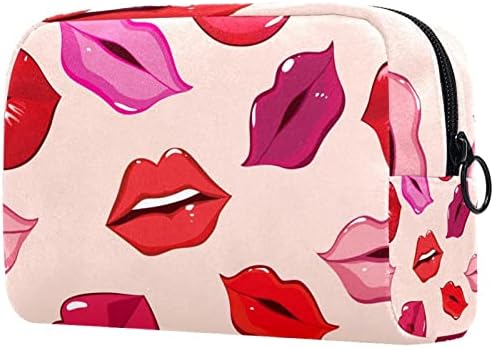 Toaletna vreća, kozmetička torba za putnicu za žene muškarce, crvene ružičaste crtane usne