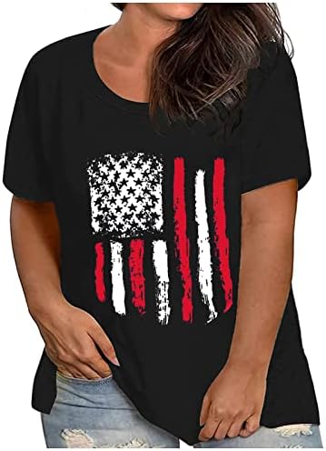 HGCCGDU Dan neovisnosti Košulja plus veličina 4. srpnja odjeća za žene 2023 Patriotske košulje Američka zastava tiskane osnovne majice