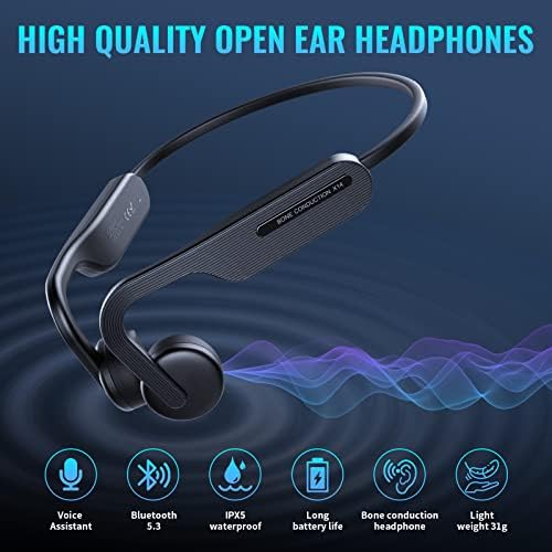 Genxenon Bluetooth slušalice ， Slušalice za provođenje kosti otvorenih uha s MIC -om ， lagane sportske bežične slušalice, slušalice