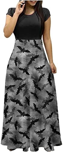 Haloween haljine za žene, ženska maxi haljina s visokim strukom Halloween tiskanje bundeve duge haljine zabavna večernja haljina
