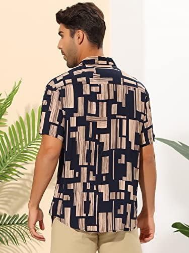 Lars Amadeus Geometric Tiskana košulja za muške ljetne kratke rukave Havajske košulje