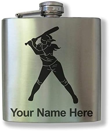 tikvica od nehrđajućeg čelika od 6 oz, ženska softball igračica, uključena personalizirana gravura