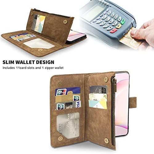 Kompatibilan s torbicom-novčanikom Samsung Galaxy Note 10 Lite i stalak za kreditne kartice premium klase od vintage kože, s gornjim