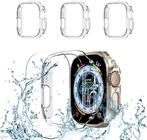 Wiskii za Apple Watch Ultra futrola s kaljenim staklenim zaslonom zaštitnikom 49 mm, 3+3 pakiranje vodootpornog zaštitnika zaslona
