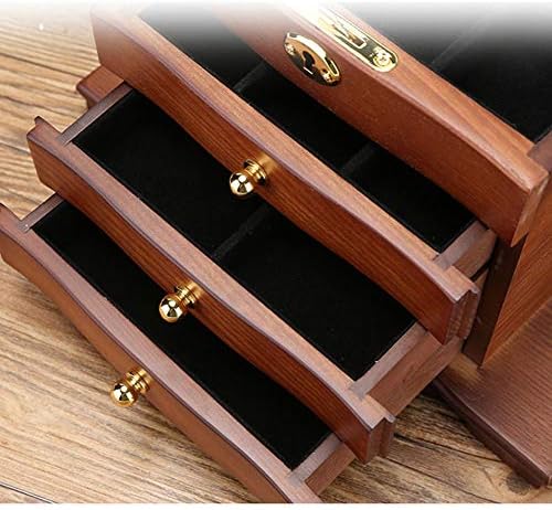 Kutije za nakit kutija za nakit Drvena kutija za pohranu izrezbarena višeslojna baršunasta vitrina velikog kapaciteta za prstenje ručni