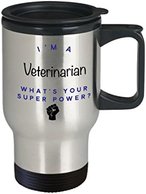 Šalica veterinarskih putovanja, ja sam veterinar Što je super moć? Smiješne krigle za kavu u karijeri, poklon ideja za muškarce suradnike