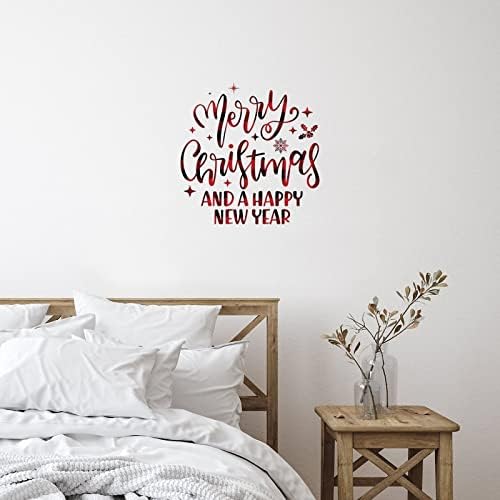 Sretan Božić i sretna novogodišnja spavaća soba uređenje zida zidne naljepnice Umjetničke naljepnice Crvene i crne naljepnice za preusmjerene