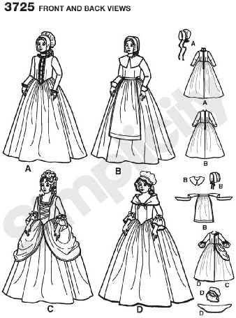 Jednostavnost povijesne haljine Kostimi za šivanje za djevojčice Andrea Schewe, veličine 7-14