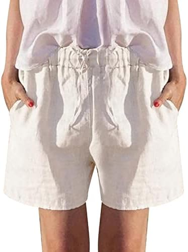 Miashui Visoki struk kratke hlače za žene žene čvrste boje labave pamučne hlače Elastični struk ženske kratke hlače set