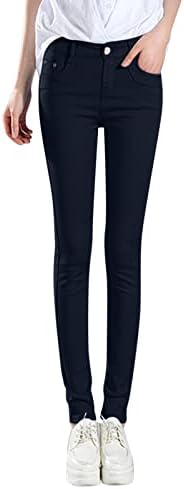 Udobne hlače Za Žene Ležerne ženske modne traper hlače visokog rasta klasične jednobojne ženske hlače do gležnja Ležerne