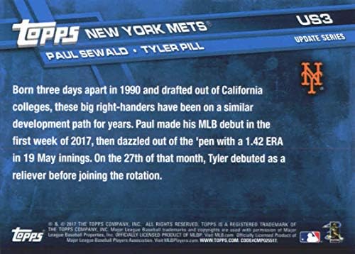 2017 Topps Update US3 Paul Sewald/Tyler Pill RC Rookie New York Mets