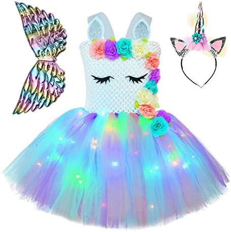 Odjeća / jednorog haljine za djevojčice, kostim princeze, Tutu haljina, odjeća za Noć vještica, rođendanski pokloni, LED osvijetljena