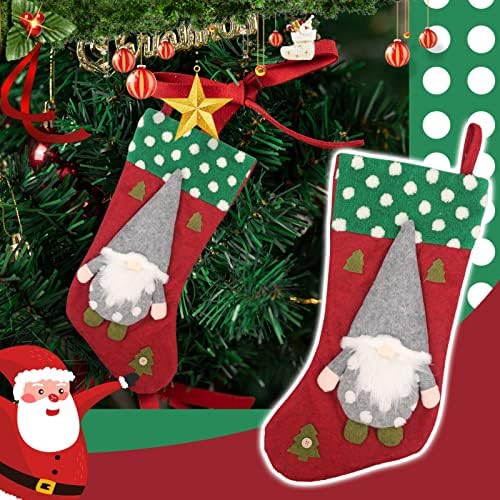 10,2 * 15,3 inča Tri boje Bijela točkica Veliko bezlično starac božićne čarape osvijetljene lukove vani