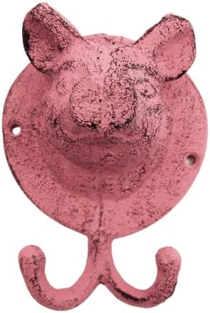 Wowser Rustikalna svinja glava od lijevanog željeza, zidne dekor tematske životinje, ukras rustikalne seoske kuće, set od 2, 5,5 inča