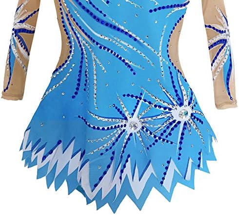 Kupaće kostime za ritmičku gimnastiku u modrim prugama veleprodaja natjecateljski plesni kostim od spandeksa