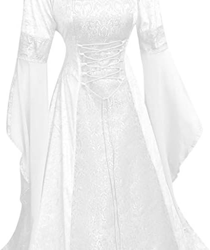 Vještičja haljina AMUKET ženska Vintage haljina od ogrtača s kapuljačom s rukavima od cijevi srednjovjekovna kostimirana vjenčanica