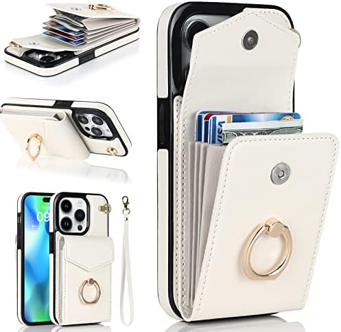 Torbica-novčanik Wustentre za iPhone 14 Pro Max Case s držačem za kartice, stalak za prstenje s okretanjem za 360 °, magnetskom kopčom,