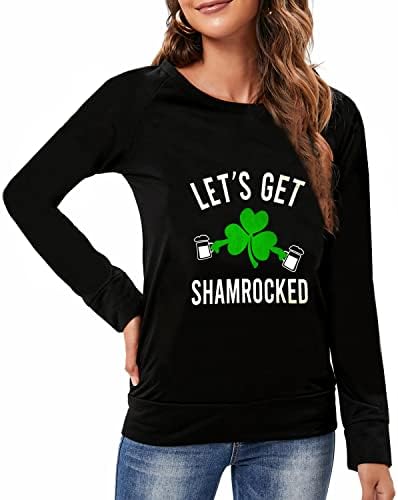 Fedpop St Patricks Dan Majice Žene dugi rukavi ležerni okrugli vrat irski vrhovi dukserice