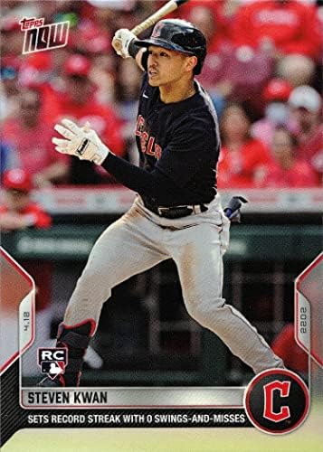 2022 Topps sada bejzbol 44 Steven Kwan Rookie Card Guardians-Postavlja rekordni niz s nula ljuljanja i propusta