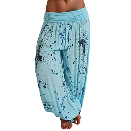Maiyifu-gj ženske tiskane palazzo hlače s širokim nogama labave ležerne plaže harem hlače ljetne meke vrećice za salonke