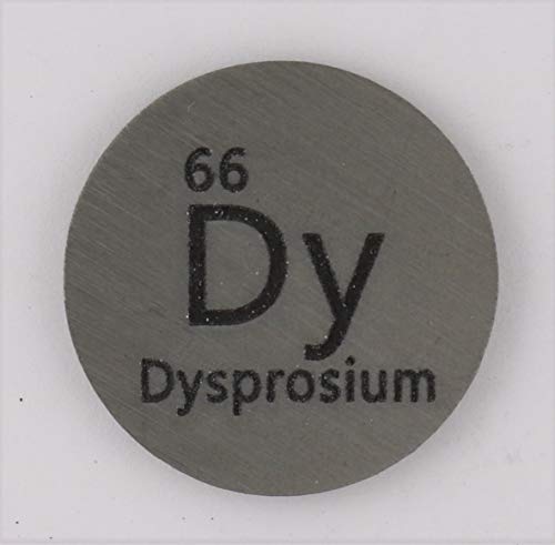 Metalni disk od disprozija promjera 24,26 mm s čistoćom od 99,9% za prikupljanje ili eksperimentiranje