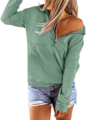 PGANDS ženske ležerne dugih rukava Pola zip up dukserice kapuljača revela obična moderna labava pulover za gamaše