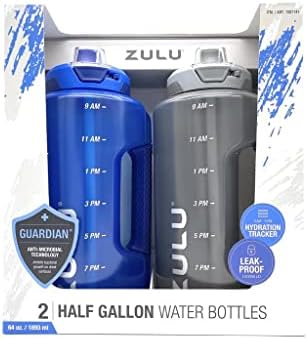 Zulu boce s vodom od pola galona s oznakama vremena za praćenje hidratacije, 2 pakiranja, 64 oz