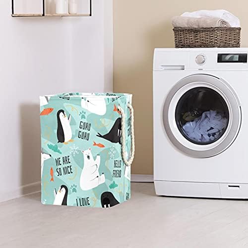 Košarica za pranje rublja s ručkama vodootporna kolica za pranje rublja za kante za odlaganje dječje sobe Organizator kuće Polar Penguin