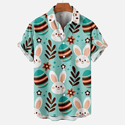 Uskrsne majice za muškarce plus veličine havajske modne tiskane košulje kratki rukavi majice vrh s džepovima puloveri