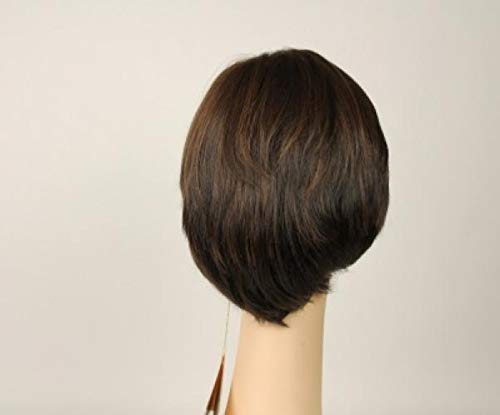 Europska perika za ljudsku kosu od mumbo-mumbo tamno smeđa sa svijetlosmeđim naglascima, gornji dio kože, veličina mumbo