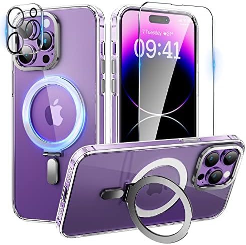 niufoey za iPhone 14 Pro fudel s magnetskim nevidljivim postoljem [Kompatibilno s magsafe] šokatom, vitkim prozirnim mat kućištima
