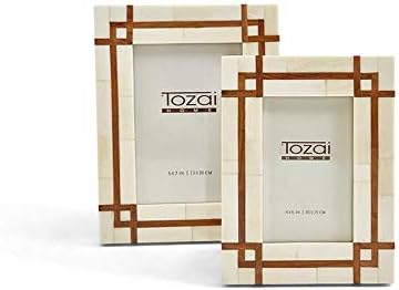 Dvoje tvrtka Tozai obrubljena seta od 2 foto okvira s umetkom o drvu
