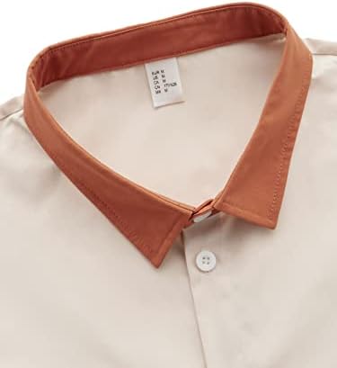 Milumia muški ležerni gumb up košulja džep kratki rukavi colorblock ovratnik bluza bluza