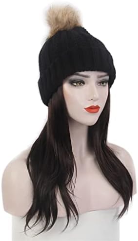 Modna ženska kapa za kosu, jedna crna pletena kapa, perika, duga ravna crna kapa, jedna stilska osobnost