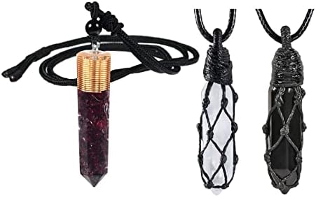 SUNYIK Paket od 2 orgonskog zacjeljivanja kristalnih točaka Kamena privjeska i crno -bijeli par privjesak ogrlica za njega i njezin
