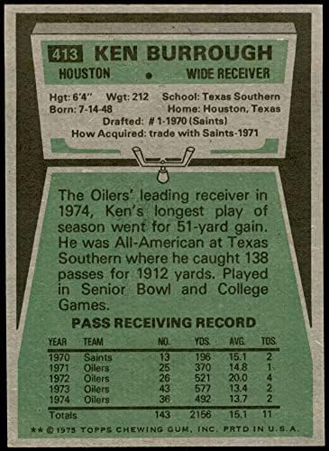 1975. Topps 413 Ken Burrough Houston Oilers NM Oilers Texas tako