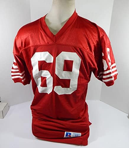 Početkom 1990 -ih San Francisco 49ers 69 Igra Korištena Red Jersey 52 DP32930 - Nepotpisana NFL igra korištena dresova