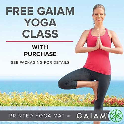 Gaiam Yoga Mat - Premium 5 mm tiskani debeli prostirka za vježbanje i fitness za sve vrste joge, pilatesa i podne vježbe