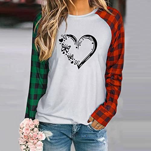 JJHAEVDY Žene vole Srčane majice sretne košulje za Valentinovo Grafički dugi rukavi casual vrhovi pulover