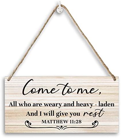 Matthew 11:28 Dođite do mene svi koji su umorni drveni zid zidni dekor Rustikalni biblijski pismo tiskani drveni plak Zid Viseći ukras