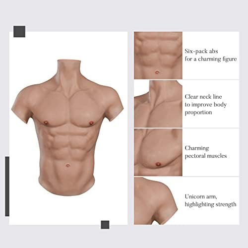 Binimokoo Realistično silikonsko mišićno odijelo za prsa muške prsa Lažno odijelo mišića crossdressing silikonsko mišićno odijelo