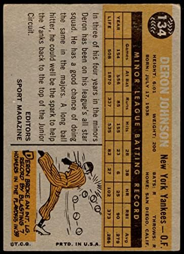 1960. Topps 134 Rookie zvijezda Deron Johnson New York Yankees Dean's Cards 2 - Dobri Yankees