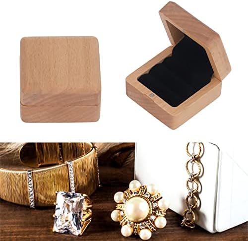 Tissting drvena kutija za prsten, ručno izrađeni magnetsko kućište drveni prsten, prijenosni drveni prezentacijski okvir organizator