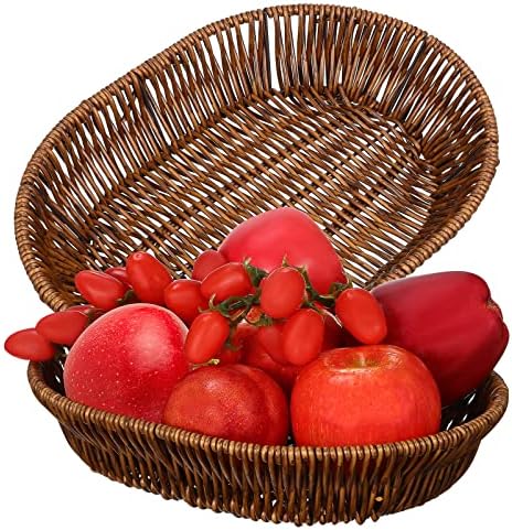 Ganazono pleteni kruh košare 2pcs rattan tkani voće košarica vrbe hranu za skladištenje ladice povrće porcija košarica za kućna seoska